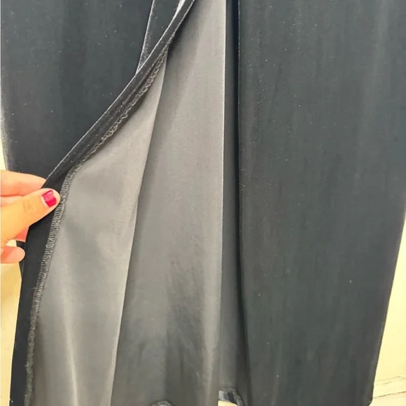 Patra womens L black velvet long sleeve fur cuff maxi dress witchy Gala formal - Picture 8 of 9